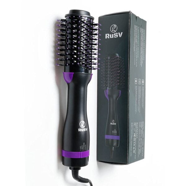 Professional Hair Dryer Volumizer Straightener Hot Air Brush (Purple) Pack of 1